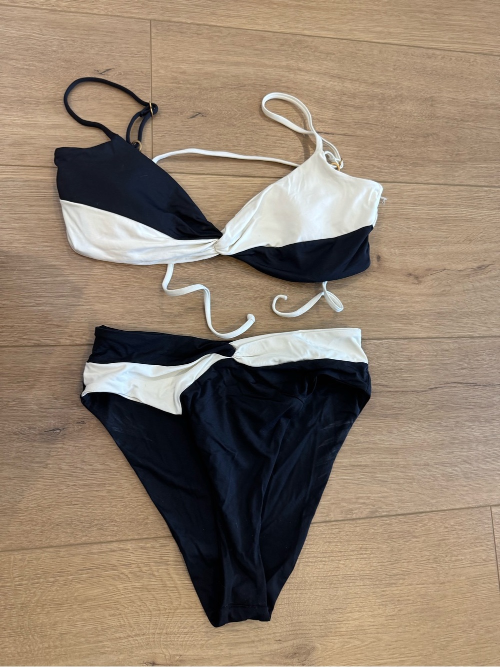 l*space Black & White Twist Two-Piece Bikini